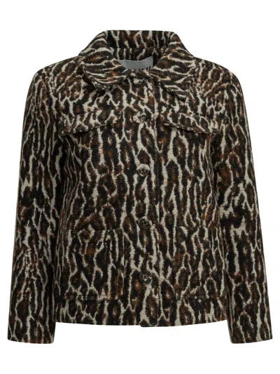 Ganni Leopard Blazer In Animal Print