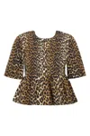 Ganni Leopard Blouse In Animal Print