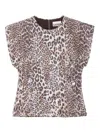 Ganni Leopard Blouse With Sequins In Multicolor