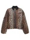 Ganni Printed Canvas Bomber Jacket Leopard