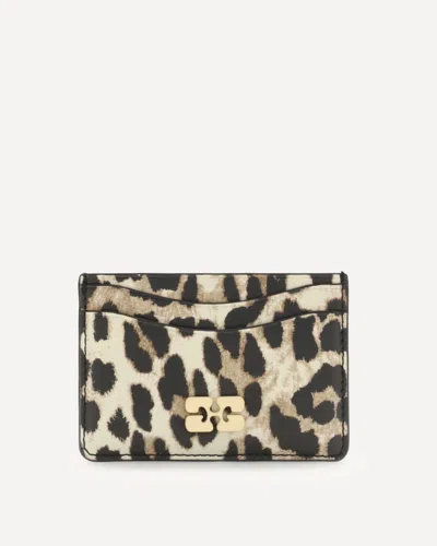 Ganni Leopard Bou Card Holder In Multi