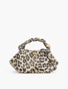 Ganni Womens Bou Leopard-print Recycled-leather Top Handle Bag In Animal Print