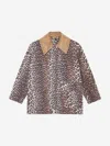 Ganni Long Sleeve Animal Print Jacket With Wide Collar