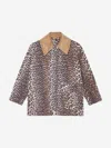 Ganni Long Sleeve Animal Print Jacket With Wide Collar