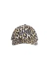 Ganni Leopard Print Canvas Baseball Cap In Black