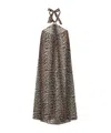 Ganni Womens Leopard Halterneck Woven Midi Dress In Animal Print
