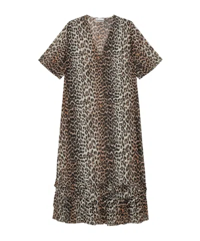 GANNI LEOPARD CHIFFON MAXI DRESS