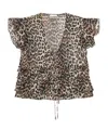 Ganni Leopard-print Ruffled Chiffon Blouse In Multi