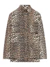 Ganni Leopard Print Canvas Overshirt In Nude & Neutrals