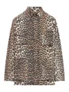 Ganni Leopard Print Canvas Overshirt In Nude & Neutrals