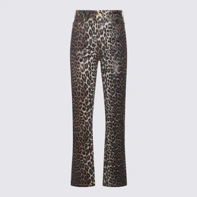 Ganni Leopard Cotton Jeans In Animal Print