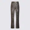 Ganni Leopard Cotton Jeans In Brown/neutrals