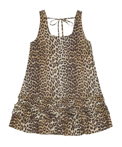 GANNI GANNI LEOPARD PRINTED SLEEVELESS MINI DRESS