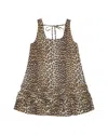 Ganni Brown Leopard Cotton Poplin Mini Dress