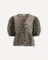 Ganni Leopard Cotton Shirt In Animal Print