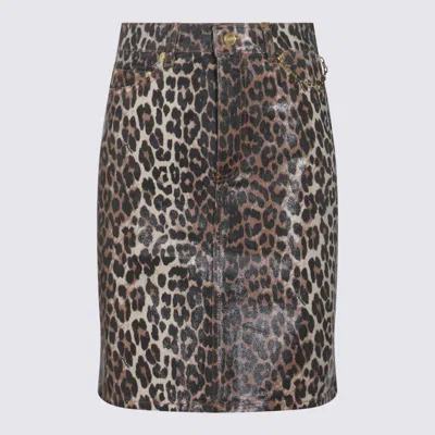 GANNI GANNI LEOPARD COTTON SKIRT