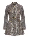 Ganni Foil Print Denim Dress In Leopard In Multicolour
