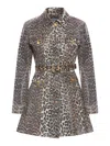 Ganni Foil Print Denim Dress In Leopard In Multicolour