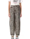 Ganni Leopard Print Barrel Jeans In Leopard