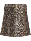 Ganni Leopard-print Denim Midi Skirt In Brown