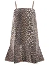 Ganni Leopard Print Denim Mini Dress
