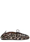 Ganni Brown Lace-up Ballerinas With Metal Eyelets And All-over Print In Fabric Woman