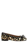 Ganni Eyelet Bow Leopard-print Satin Ballet Flats