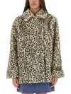 Ganni Leopard Faux Fur Jacket In Animalier