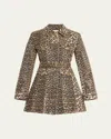 Ganni Foil Print Denim Dress In Leopard In Leopard
