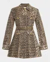 Ganni Foil Print Denim Dress In Leopard In Leopard