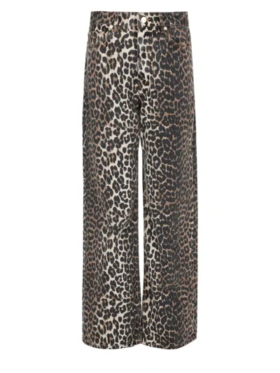 Ganni Organic Cotton Jeans In Multicolour. In Brown