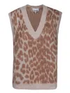 Ganni Leopard Jacquard Oversized Vest In Multicolor