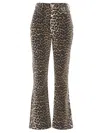 Ganni Printed Stretch Cotton Pant In Animal Print