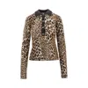 Ganni Multicolor Polo Shirt With Jewel Buttons And All-over Leopard Print In Cotton Woman In Multicolor
