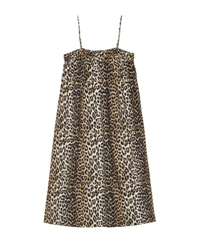 Ganni Leopard Midi Strap Dress