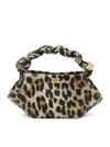 Ganni Womens Bou Leopard-print Recycled-leather Top Handle Bag In Multi