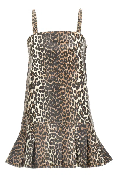 GANNI GANNI LEOPARD MINI DRESS