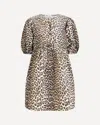 Ganni Printed Tie String Poplin Mini Dress