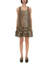 Ganni Brown Leopard Cotton Poplin Mini Dress