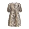 Ganni Printed Tie String Poplin Mini Dress