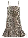 Ganni Leopard Print Mini Dress In Multicolor