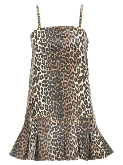 GANNI GANNI LEOPARD MINI DRESS