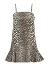Ganni Leopard Print Mini Dress In Multicolor