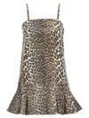 Ganni Leopard Print Mini Dress In Multicolor