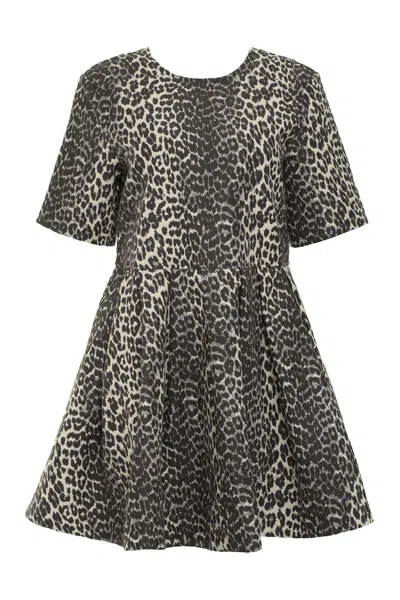 GANNI GANNI LEOPARD MINI DRESS