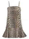 Ganni Leopard Print Mini Dress In Multicolor