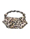 Ganni Leopard Print Mini Bou Bag With Twisted Handle In Animal Print