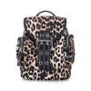 Ganni Mini Leopard Print Drawstring Backpack With Side Zip Pockets In Brown