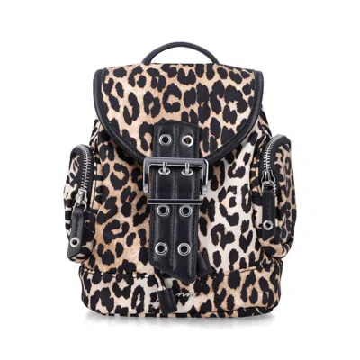 Ganni Leopard Nano Backpack Print Recycled Polyamide Lining