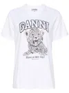 Ganni Leopard Print Relaxed Jersey T-shirt In White